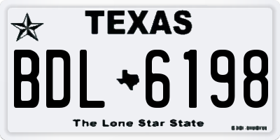 TX license plate BDL6198