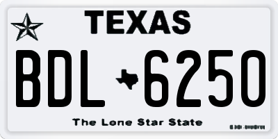 TX license plate BDL6250