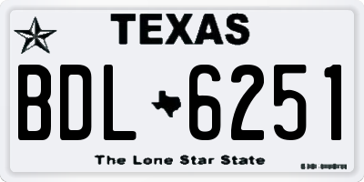 TX license plate BDL6251