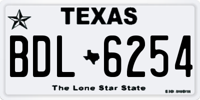 TX license plate BDL6254