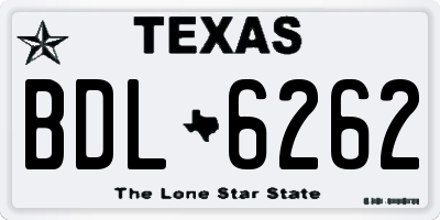 TX license plate BDL6262