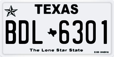 TX license plate BDL6301