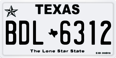 TX license plate BDL6312