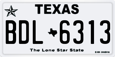TX license plate BDL6313