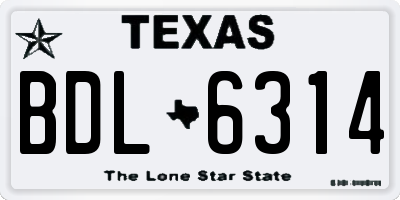 TX license plate BDL6314