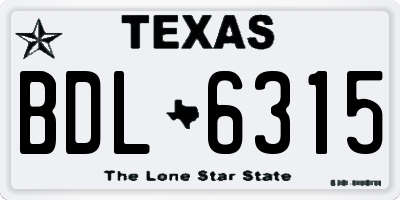 TX license plate BDL6315