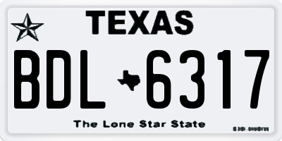 TX license plate BDL6317