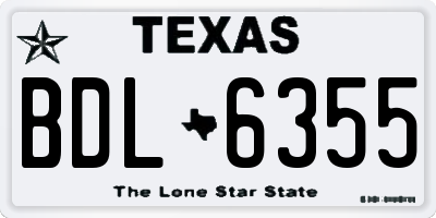 TX license plate BDL6355