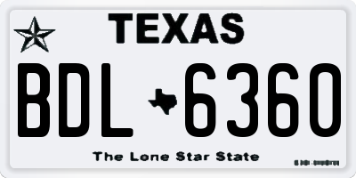 TX license plate BDL6360