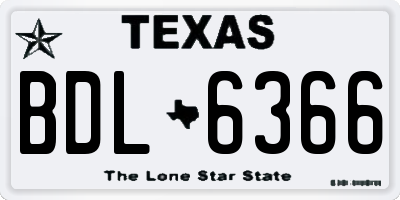 TX license plate BDL6366