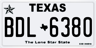 TX license plate BDL6380