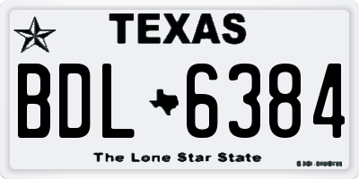 TX license plate BDL6384