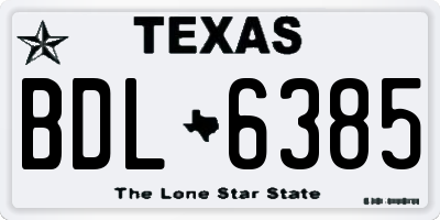 TX license plate BDL6385