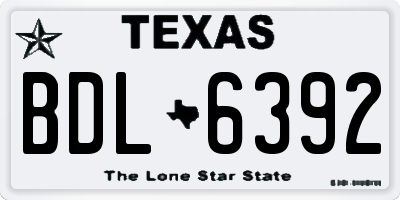 TX license plate BDL6392