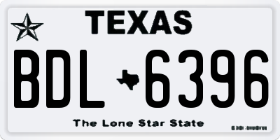 TX license plate BDL6396