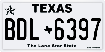 TX license plate BDL6397