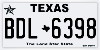 TX license plate BDL6398