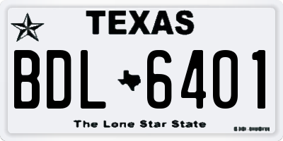 TX license plate BDL6401