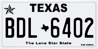 TX license plate BDL6402