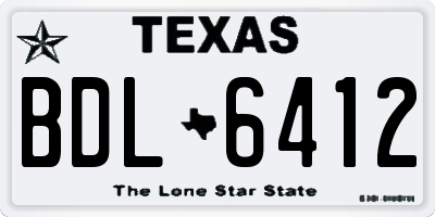 TX license plate BDL6412