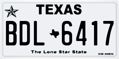 TX license plate BDL6417