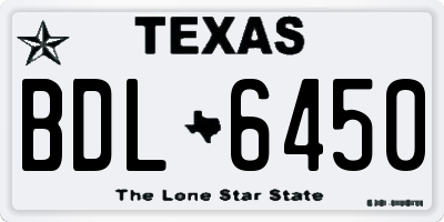 TX license plate BDL6450