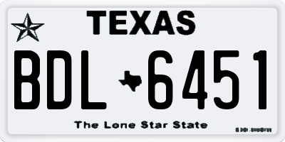 TX license plate BDL6451