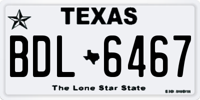 TX license plate BDL6467