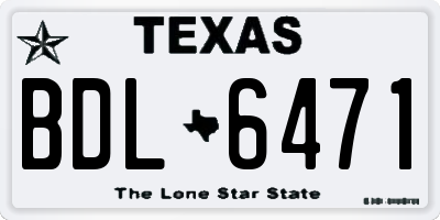 TX license plate BDL6471