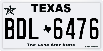 TX license plate BDL6476