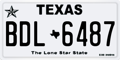TX license plate BDL6487