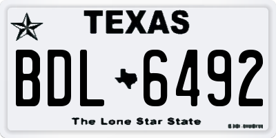TX license plate BDL6492