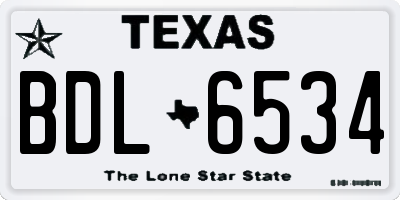 TX license plate BDL6534