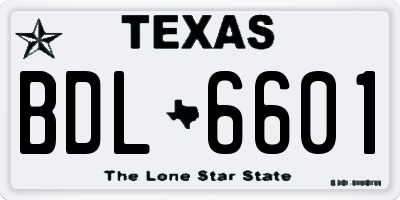 TX license plate BDL6601