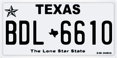 TX license plate BDL6610