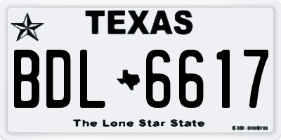 TX license plate BDL6617