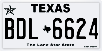 TX license plate BDL6624
