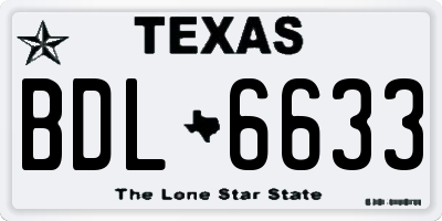 TX license plate BDL6633