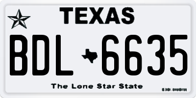 TX license plate BDL6635