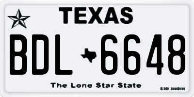 TX license plate BDL6648