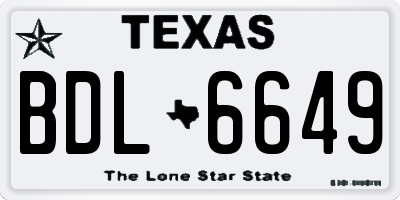 TX license plate BDL6649