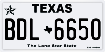TX license plate BDL6650