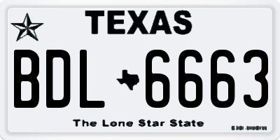 TX license plate BDL6663