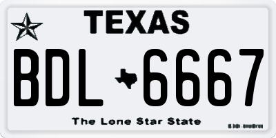 TX license plate BDL6667