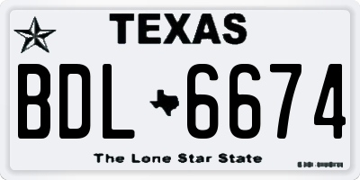TX license plate BDL6674
