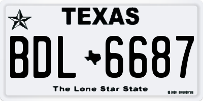 TX license plate BDL6687