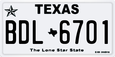 TX license plate BDL6701