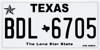 TX license plate BDL6705