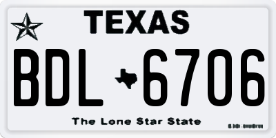 TX license plate BDL6706