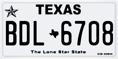 TX license plate BDL6708